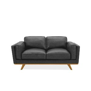 Furniture: Aria leather 2 seat sofa in matisse black