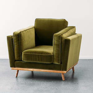 Aria Armchair in olive cotton velvet