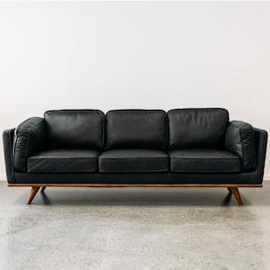 Aria leather 3 seat sofa in matisse black