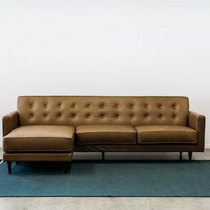 Ventura leather modular sofa in settler olive