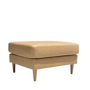 Pillow top leather ottoman in coronet camel