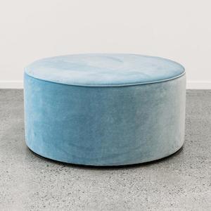 Furniture: Ghost Large Round Ottoman - Theodora 'Sky'