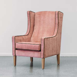 Furniture: Partridge armchair in magma blush & grass