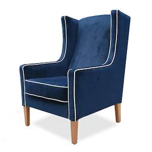 Partridge armchair in plush indigo