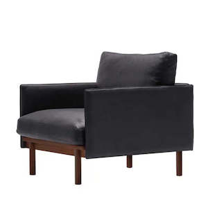 Furniture: Hay armchair with walnut base in armour leather