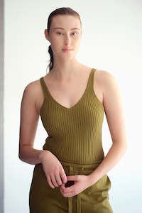 Womens Cotton Cashmere: Balance Rib Singlet