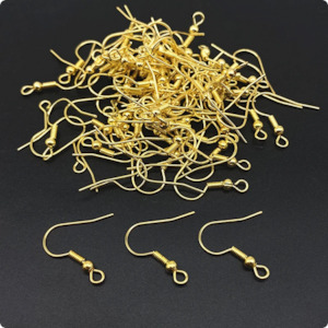 Craft material and supply: Earring Hooks, Gold with Spring & Ball, 18mm (10prs)