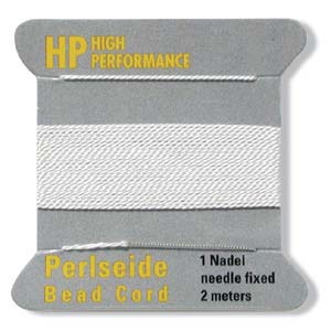 High Performance Bead Cord, White, Size 4, 0.6mm (2m card - Only one left)