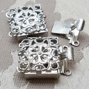 Craft material and supply: Fancy Clasp, Nickel, Double Strand, 19x16mm (1pc - only one left)