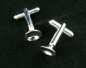 Cufflink Base, Dish, Nickel, 21x10mm (1 pair)