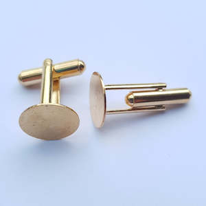 Craft material and supply: Cufflink Base, Gold, 18x13mm (1 pair)