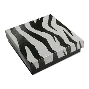 Craft material and supply: Gift Box, Zebra, 89x89x25mm (1pc)