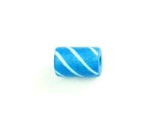 Bone, Tube, Short 15, Blue with White, 11x6mm (20pcs)