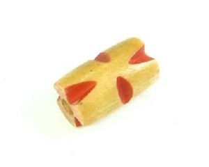 Craft material and supply: Bone, Tube, Short 02, Tan with Red, 11x8mm (20pcs)