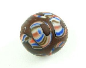 Craft material and supply: Indonesian Millifiori, Round, Red/Blue/Brown, 15mm (2pc)