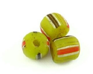 Indonesian Chevron, Barrel, Lime/Red 7x6mm (20 pcs)