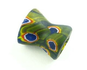 Craft material and supply: Indian Glass, Millifiori, Bone, Matte Green, 21x18mm (10pcs)