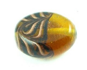 Indian Gold Spun, Oval Swirl, Amber, 20x16mm (20 pcs)