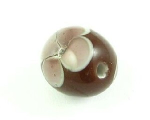 Indonesian Lampwork, Round Flower, Brown/Amethyst 12mm (10 pcs)