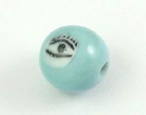 Indonesian Lampwork, Round Eye, Baby Blue, 10mm (10 pcs)