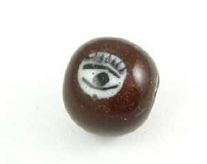 Indonesian Lampwork, Round Eye, Brown, 10mm (10 pcs)