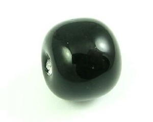 Craft material and supply: Indonesian Lampwork, Plain, Barrel, Black, 13x16mm (10pcs)