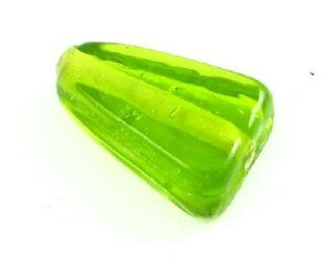 Craft material and supply: Indian Glass, Plain, Triangle, Olivine, 16x11mm (40gms - 24pcs)