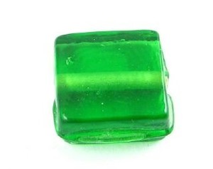 Craft material and supply: Indian Glass, Plain, Square, Emerald, 13mm (40gms - 20pcs, only one packet available)