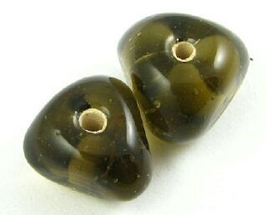 Craft material and supply: Indian Glass, Plain, Rounded Tri, Grey, 9x12mm (40gms - 24pcs)