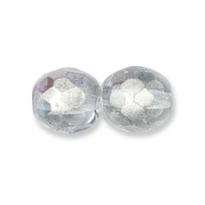 Czech Glass Facet, Jet Crystal Silver, 8mm (10 beads)