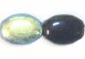 Czech Glass, Flat Oval, Jet Black AB, 12x9mm (10 pcs)