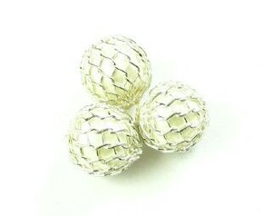 Craft material and supply: Mesh Covered Pearl, Plastic, White, 9mm (10 pcs)