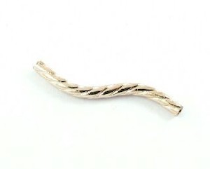 Craft material and supply: Metal Bead, Tube, Twisted, Rose Gold, 25x2mm (10 pcs)