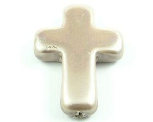 Craft material and supply: Chinese Glass Based Pearl, Cross, Mauve, 30x22mm (2pc)