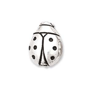 11mm Plastic Metallic Lady Bug, Silver (5 pcs)