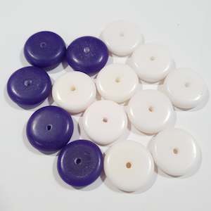 Craft material and supply: Resin, Rondelle, Mix, Purple/white, 6x18mm (14pcs - only 1 packet available!)