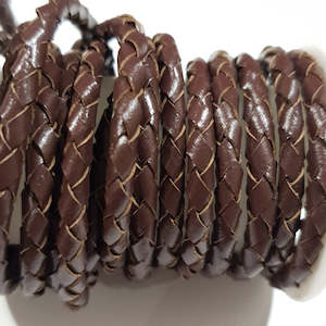 Craft material and supply: 3.5mm Round braided faux Leather, Brown - 1m