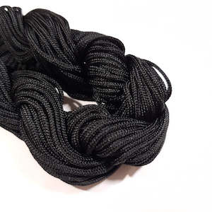 Craft material and supply: 1.6mm Chinese polyester knotting cord, Black - 10m