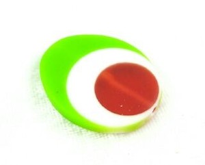 Craft material and supply: Resin, Oval Multi, Green/White/Red, 33x28mm (10pc)