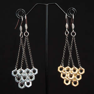 Suspended Hive Hex Earrings