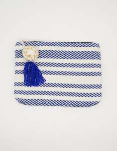 Large Pouch - Navy Herringbone