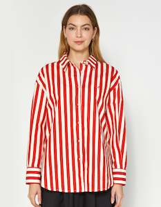 DEAR SUTTON Presley Shirt - Ruby Sorority Stripes