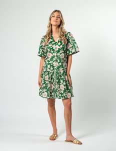 Lena Dress - Vinatge Green Floral