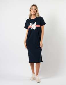 Maxie T-Shirt Dress - Navy Rose Floral