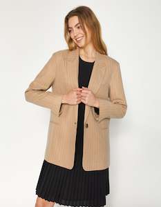 DEAR SUTTON Bryn Blazer - Irish Crème Pinstripes