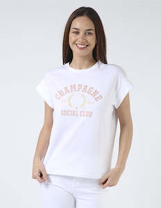 Cuff Sleeve T-Shirt - White Champagne Social