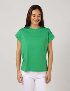 Cuff Sleeve T-Shirt - Green Embroidered Logo