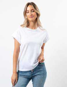 Cuff Sleeve T-Shirt - White Embroidered Logo