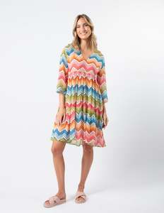 Aruba Dress - Zig Zag Red