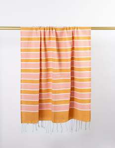 Accessories: Turkish Towel Stripes - Mustard/Blush